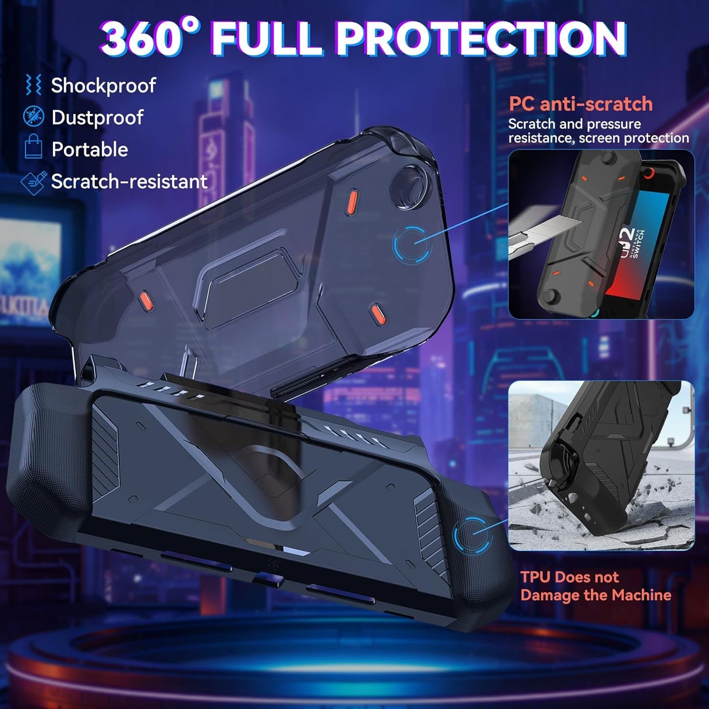 Nintendo Switch 2 Case 2025, TPU + PC 2 in 1 Cover Protector, Anti-Scratch, Shock-Absorption, Ergonomic Grip Design, Easy to Install for Nintendo Switch 2