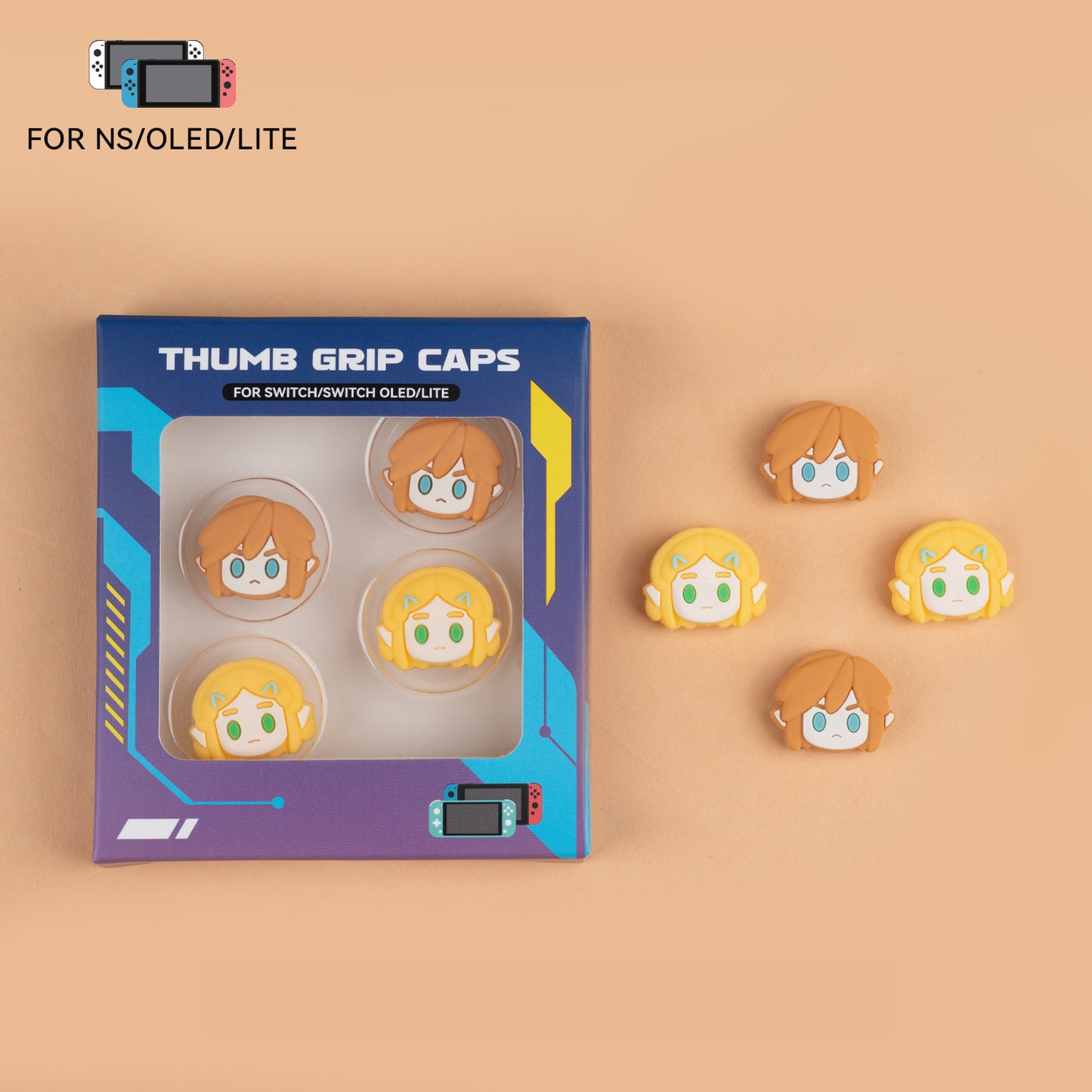 The Legend of Zelda Theme Nintendo Switch/Switch OLED/Switch Lite 4 PCS Luminou Grips Joystick Caps