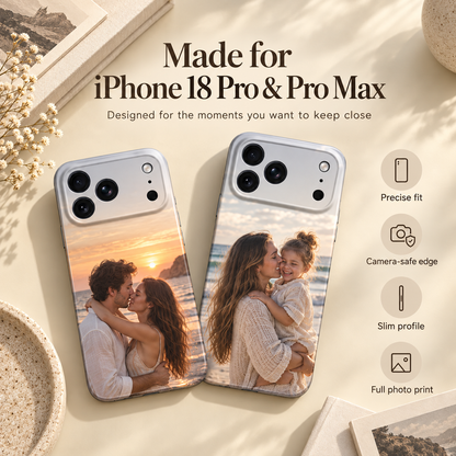 Custom photo cases for iPhone 18 Pro and Pro Max with couple and family photos