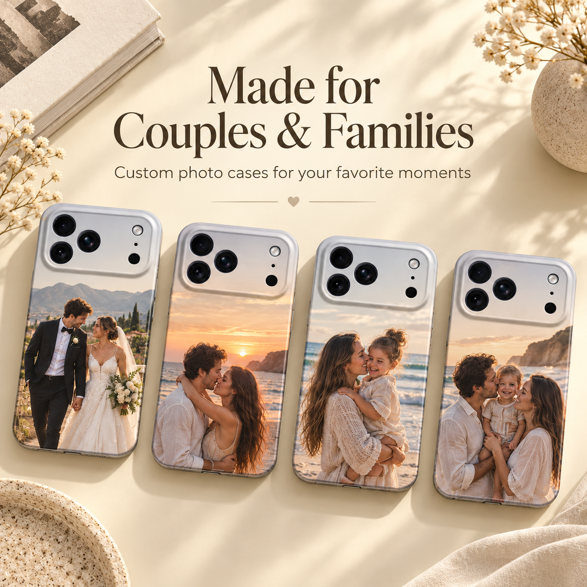 Personalized couple and family photo cases for iPhone 18 Pro and Pro Max