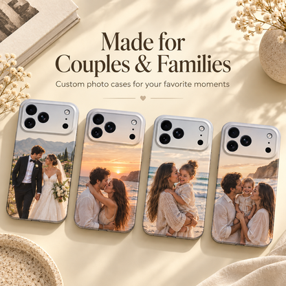 Personalized couple and family photo cases for iPhone 18 Pro and Pro Max
