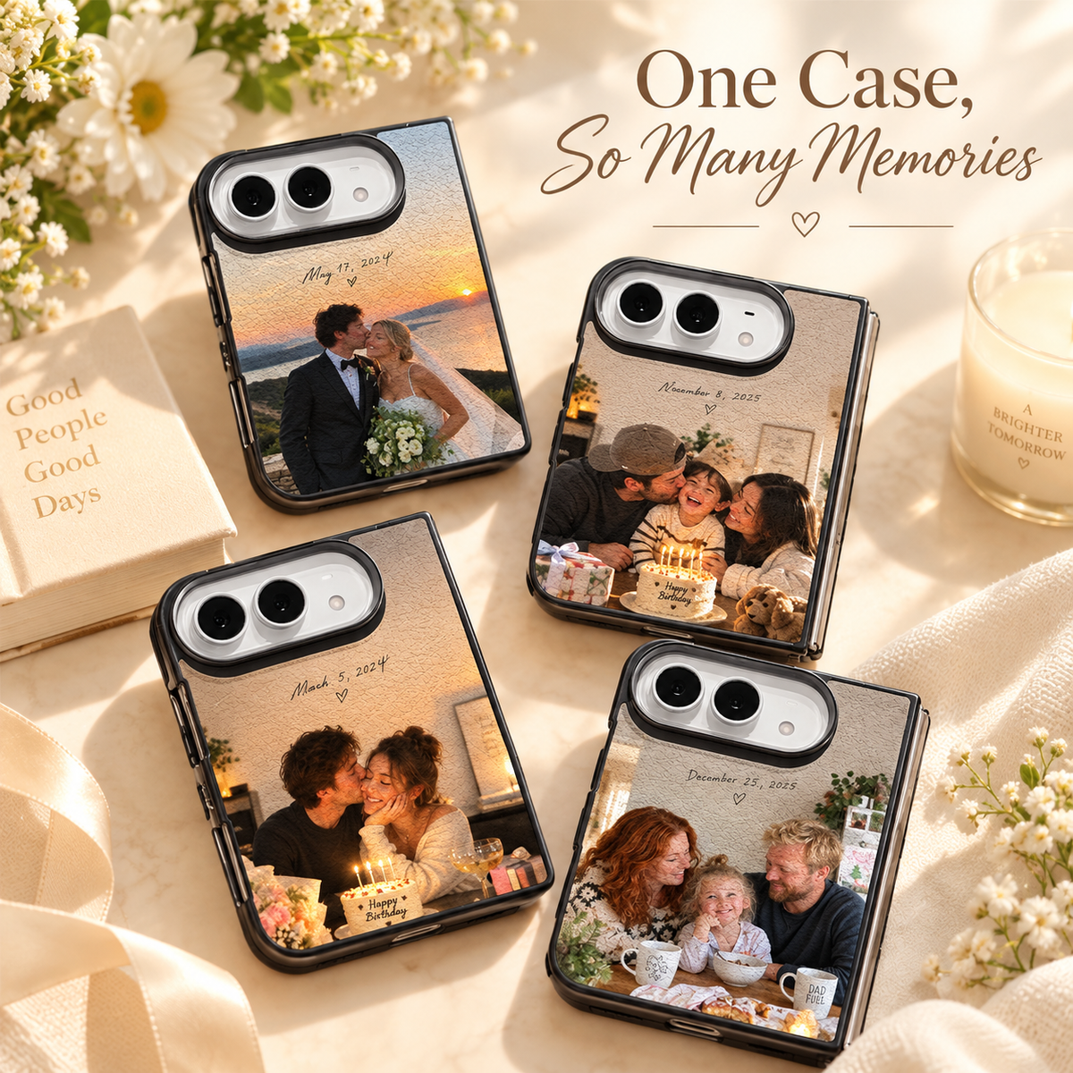 Custom iPhone Duo photo cases with couple and family pictures