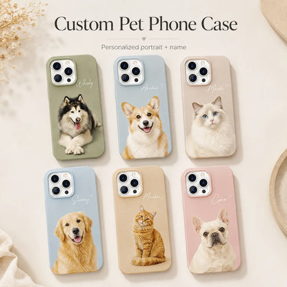 Custom pet photo case for iPhone 18 Pro and iPhone 18 Pro Max with personalized dog and cat portraits